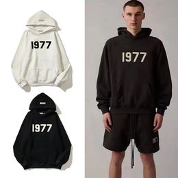 1977 hoodie mens designer hoodies high street floqué coton sweatshirts lâches couples tops mode Hip Hop