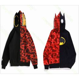 Sweat à capuche pour hommes Sweats à capuche réfléchissants Femmes Sweatshirts Pulls à capuche surdimensionné Couleur Camo Shark Large Full Zip Double Cap Broderie 9 23