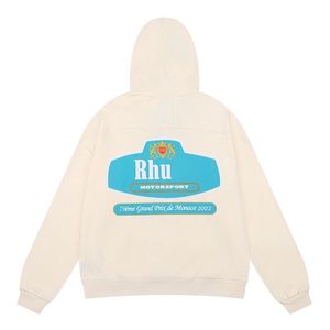 Sweat à capuche pour hommes Designer Rhude Sweats à capuche Lettre Imprimer Pulls molletonnés à manches longues à capuche rétro High Street Full Zip Up Veste à capuche Hommes Tops en coton Taille américaine S-XL SL