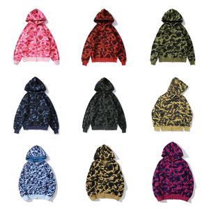 Heren hoodie mode man Designer Hoodie dames Haai Hoodies met volledige ritssluiting Lange mouw Camouflage jas Hoody Sweatshirt met capuchon Stylist jas Katoenen hoody