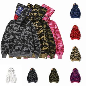 sweat à capuche pour homme Shark hoodies Street zip bapes sweat à capuche camouflage impression 3D cardigan couple style hommes et femmes zip manteau designer sortie décontractée sweat