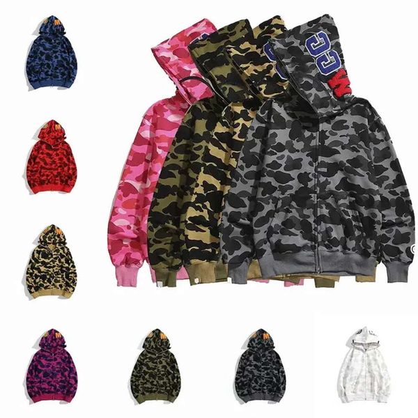 Sweat à capuche pour hommes Hoodies Street Zip Bapes Sweatshirt à capuche Camouflage 3D Print Cardigan Couple Style Men and Women Zip Coat Desi 38364