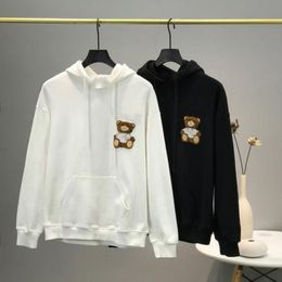 Sudadera con capucha para hombre, sudaderas con capucha para mujer, sudaderas cálidas de invierno, jersey de moda con bordado de oso, ropa deportiva holgada de manga larga, abrigo para pareja