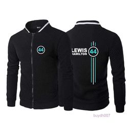 Sweats à capuche pour hommes 2023/2024 Nouveau F1 Formula One Racing Team Sweatshirts Pilote Lewis Hamilton Digital 44 Imprimé de haute qualité en peluche Zip Col montant Veste Hommes Stree Rkf6