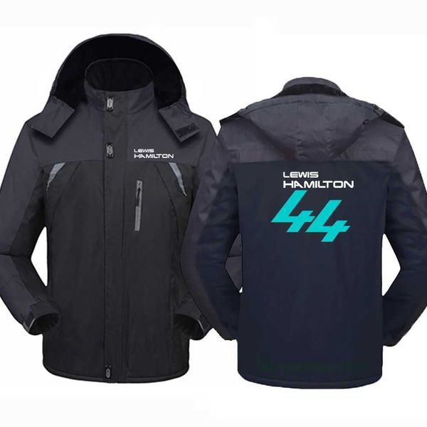 Sweats à capuche pour hommes 2023/2024 Nouveau F1 Formula One Racing Team Sweatshirts Pilote Lewis Hamilton Digital 44 Hiver Coton Rembourré Épais Manteaux Chauds Fermeture Éclair Polaire Long Jack Eoor