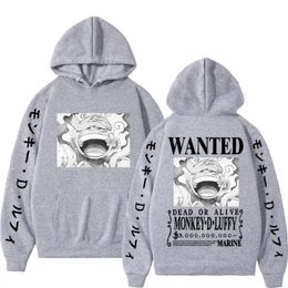 Mens Hoodies 2023 Luffy 5 Gear Sun God Nika Graphic Hoodie Men Women Women Fashion Anime Trend Sweatshirts Hoge kwaliteit tops