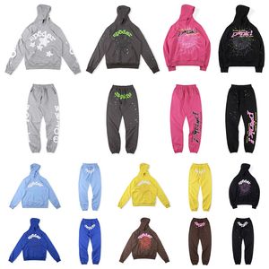 Sweats à capuche pour hommes 2023 Sky Blue Sp5der 555555 Sweat à capuche Hommes Femmes Haute Qualité Numéro d'ange Feuilletée Impression Graphique Spider Web Sweatshirts