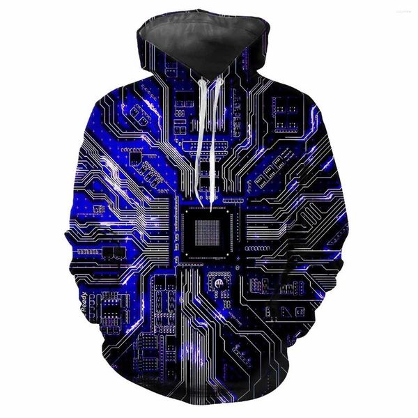 Sweats à capuche pour hommes Chip Circuit Board Harajuku Impression Street Fashion Avant-garde Hommes Femmes Doux Confortable Tendance Hip-hop Personnalité Sweat à capuche