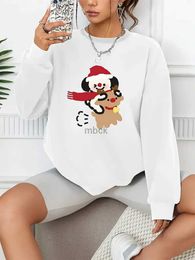 Heren Hoodies Kerst schattige puppy rendierprint pullover Casual losse mode lange mouwen sweatshirt solide kleur dames kleding 240412