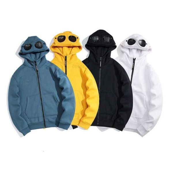 Sudaderas con capucha para hombre, sudaderas de algodón, ropa de calle, forro polar, Hip Hop, cálido, con lentes redondos, sudadera CP, jersey puro