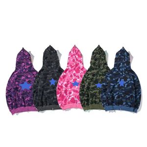 Mens Hoodies Designer Full Zip Up Shark Hoodie pour Femme Veste Camouflage Noir Sweat à Capuche Bleu Sweat à Capuche Homme Pull Femme Cardigan Brodé à Manches Longues