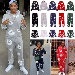 Hoodies pour hommes fleur pantalon imprimé complet Streetwear surdimensionné décontracté pour hommes et femmes pantalons en jean taille S-xl Cotton Sweat Sweatpants Papte