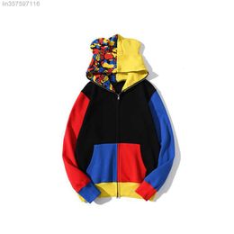 Sudaderas con capucha para hombre Diseñador de alta calidad Tiger Full Zip Hoodie Jacket Estilista Hombres Mujeres Color Grid Harajuku Sudadera Moda Co-branding Reflect