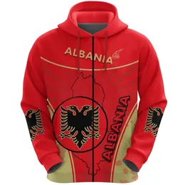 Sweat à capuche pour hommes Dernier drapeau albanais imprimer mode masque / femmes sportswear zipper veste décontractée rue