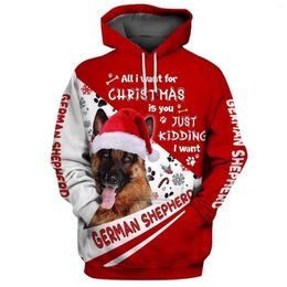Hoodies pour hommes hx animaux de compagnie chiens Noël allemand berger 3d imprimé sweat à capuche décontracté pour hommes pour femmes vêtements de vêtements de Noël