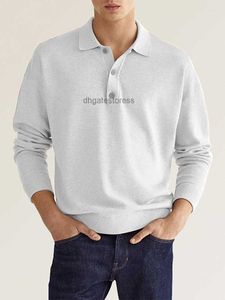 Heren Hoodies Men T Shirts Solid Polo Spring Herfst Kraag Lange Mouw Casual Maletops Button Streetwear