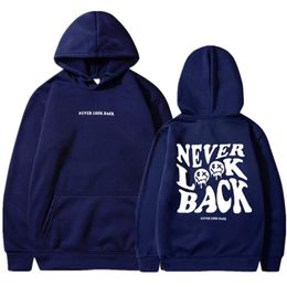 Sudaderas con capucha para hombre Never Look Back, sudaderas con estampado con dibujo de letras a la moda para mujer, ropa de calle informal Harajuku, jerséis con capucha