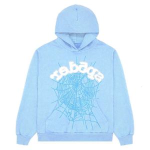 Heren Hoodies New Sky Sp5der Heren Dames 1 Hip Hop Young Thug Spider Hoodie World Wide 555555 Sweatshirts Print Pullover Hoody Lichtblauw Groothandel