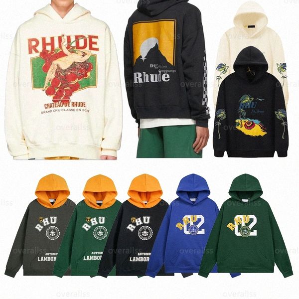 Sweats à capuche pour hommes RHUDE Hooded Hommes Femmes Designer Hoodies mode Logo populaire Lettres impression Pull hiver Sweats r1Ck #