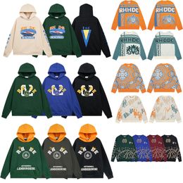 Pulls à capuche pour hommes Rhude sweat à capuche lettre imprimer à manches longues mode hommes femmes pull Hip Hop sweats à capuche marque Sweatshirts taille américaine 01