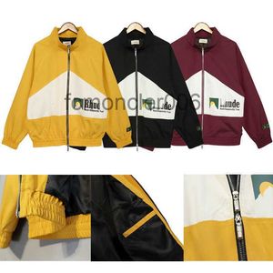 Sweats à capuche pour hommes Rhude Sweat à capuche Lettre Tidy Color Block Hip-hop Col montant Veste Impression Cardigan Fermeture Éclair Manteau Coupe-vent contrasté pour hommes et femmes XYSN