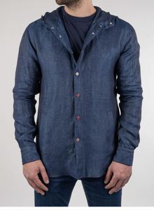 Hoodies à hommes Spring and Summer Blue Blue Email Bouton-Down Linen Kiton Cabinage