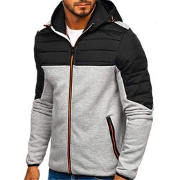 Sweats à capuche pour hommes SpringAutumn Casual LongSleeve Zip Up Sweat à capuche pour hommes Sweat-shirt Patchwork Sweats à capuche Streetwear Cardigan à capuche 240219