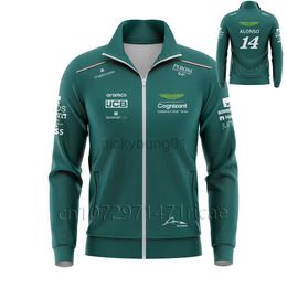 Hoodies pour hommes Sweatshirts 2024 Aston Martin F1 Veste ALONSO Jersey Uniforme Loose Coat Formule 1 Costume de course And Womens Fan Clothing Moto Jack Tops Y23