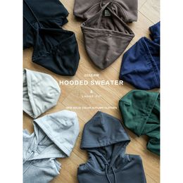 Sweats à capuche pour hommes Sweats 2023 Musim Semi Baru Kebesaran 360G Kain Tudung Pria Dicuci Warna Solid Kaus Dasar Plus Pull Ukuran 230328