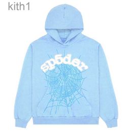 Sudaderas con capucha para hombre Sudaderas 2023 Nuevo Sky Blue Sp5der Sudadera con capucha Hombres Mujeres 1 Hip Hop Young Thug Spider World Wide 555555 Imprimir Sudadera con capucha Light DPVO I9TK