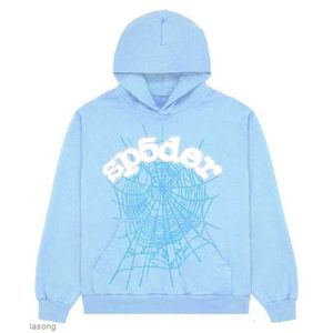 Sweats à capuche pour hommes Sweatshirts 2023 Nouveau Sky Blue Sp5der Sweat à capuche Hommes Femmes 1 Hip Hop Young Thug Spider World Wide 555555 Pull à capuche imprimé Light Blue4fcq