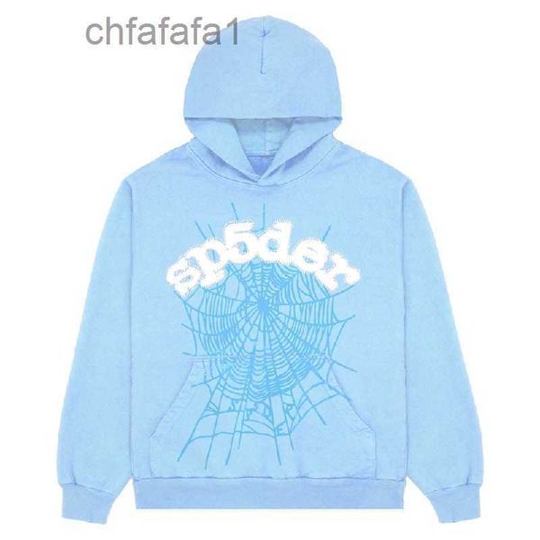 Sweats à capuche pour hommes 2023 Nouveau Sky Blue Sp5der Hoodie Men Femmes 1 Hip Hop Young Thug Spider World Wide 555555 Print Pullover Hoody Light Yh85 7ltr