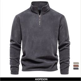 Sweats à capuche pour hommes Sweatshirts AIOPESON Marque Qualité Épaissir Veste polaire chaude pour hommes Zipper Neck Pull Sweat Soft Shell 231204