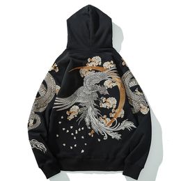 Heren hoodies sweatshirts aolamegs groothandel link heuphop hoodies Chinees draken borduurwerk sweatshirt harajuku hooded pullover high street 230323