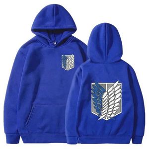 Sweats à capuche pour hommes Attaque Titan Hoodie Anime Aime Sweat à capuche pour hommes Street Street Pullover Harajuku Shingeki no Kyojin Hooded Sweatshirt Clothing 240425