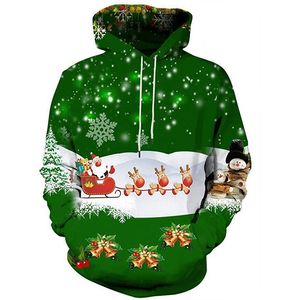 Heren Hoodies Sweatshirts herfst en winter Merry Christmas Decoratie Men Vrouwen familie Casual groene pullover 220829