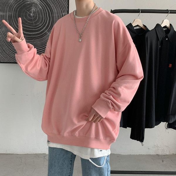 Sweats à capuche pour hommes Sweatshirts Automne Col rond T-shirt à manches longues Couleur unie à l'intérieur avec une base Chemise Top Couple Rose Hoodless Printemps Th Otyrv