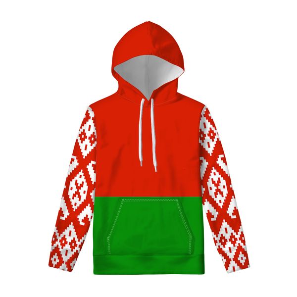 Sweats à capuche pour hommes Sweatshirts Biélorussie Zipper Hoodie Gratuit 3d Nom sur mesure Numéro Équipe Blr Pull par Pays Voyage Biélorusse Nation Drapeau Vêtements 230725