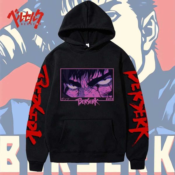 Hoodies pour hommes Sweatshirts Bersker Anime Sweat à capuche harajuku graphique Pullover Pullover Unisexe Long Street décontracté à manches longues Vêtements d'extérieur lâche 240425