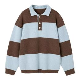 Sweat à capuche pour hommes Sweats Sweat Black and White Striped Polo Polo Coll Coll Abel Pullover 231218