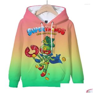 Heren Hoodies Sweatshirts Jongens Meisjes Superzings Serie 10 Streetwear Rescue Force Game Capuchon Plevier Sudadera Superthings Casual Tops Dr Dhp6X