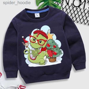 Sweats à capuche pour hommes Sweatshirts Noël Dinosaure Imprimer Enfants Sweat Dessin animé Harajuku Automne Enfant À Manches Longues Pull Fille Garçon Noël Dinosaure À Capuche L23110