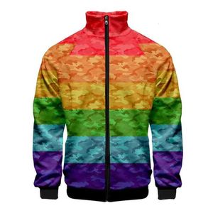 Heren Hoodies Sweatshirts Coats Gratis LGBT -vlag 3D Gedrukte ritsjacks Lange mouwen Mens Jacks Fashion Clothing Heren Casual Hoodies Mens Coats 240425