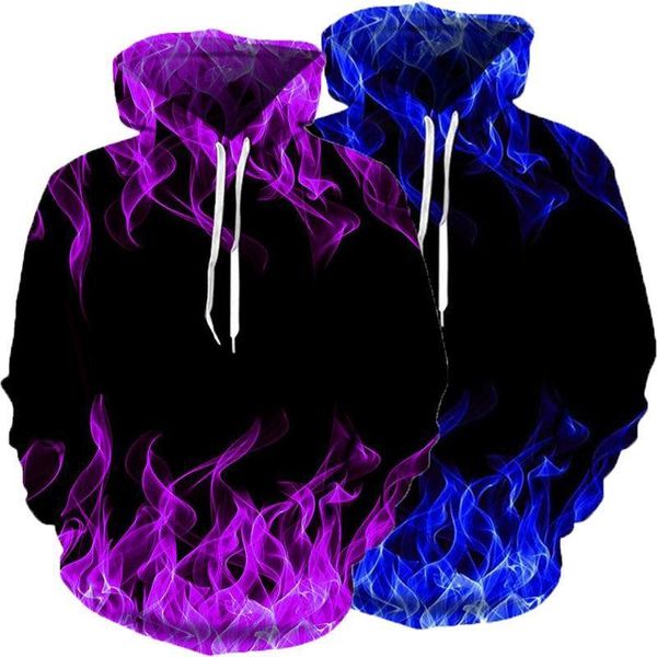 Sweats à capuche pour hommes Sweatshirts Coloré Flamme 3D Imprimer Sweat Menwomen À Capuchon Automne Et Hiver Manteau Vêtements Drôle Veste Noir Couple 230203