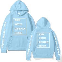 Sweats à capuche pour hommes Sweatshirts personnalisés Ajoutez votre texte menwomen sweat à capuche personnalisé à manches longues de haute qualité poids lourd doux polaire hauts à capuche 230309