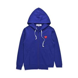 Hoodies Mens Sweatshirts Designer Com des Garcons Play Sweatshirt CDG RED Heart Zip Up Hoodie Brand Navy Blue Size XL Drop Livrot AP Dhulr