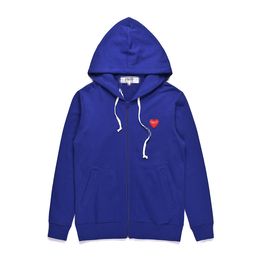 Mens Hoodies Sweatshirts Designer Com Des Garcons Play Sweatshirt Cdg Red Heart Zip Up Hoodie Brand Navy Blue Size xl