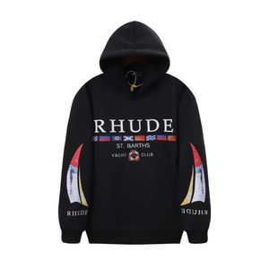 Hoodies pour hommes Sweatshirts Designer Vêtements de mode Luxury Rhude American High Street Flag Sweater Imprimé Poueter lâche décontracté et WOM
