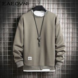 Sweats à capuche pour hommes Sweatshirts EAEOVNI Sweat à capuche décontracté Hommes Faux Deux Pièces Multi Couleur Oneck Mode Harajuku Style Mâle Sweat 230310