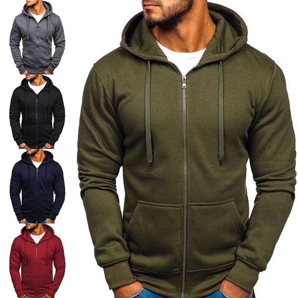 Sweats à capuche pour hommes Sweatshirts Mode Manteau à capuche d'hiver pour hommes Veste de couleur unie Sweat-shirt zippé de base Sweat à capuche Manteaux chauds Casual Male Jackets 231206